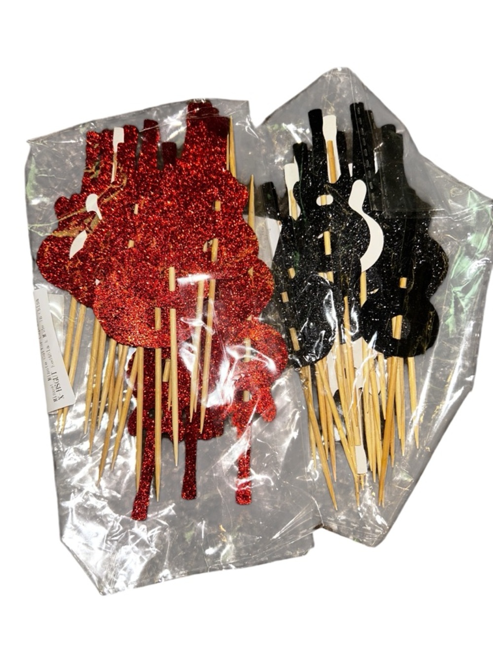 Red & Black Glitter Guitar Cupcake Sticks
